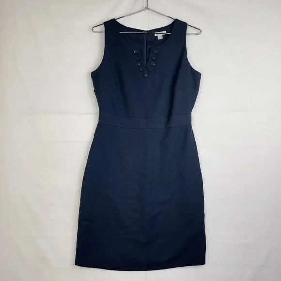 Garnet Hill Split Neck Sleeveless Shift Dress - Picture 1 of 12
